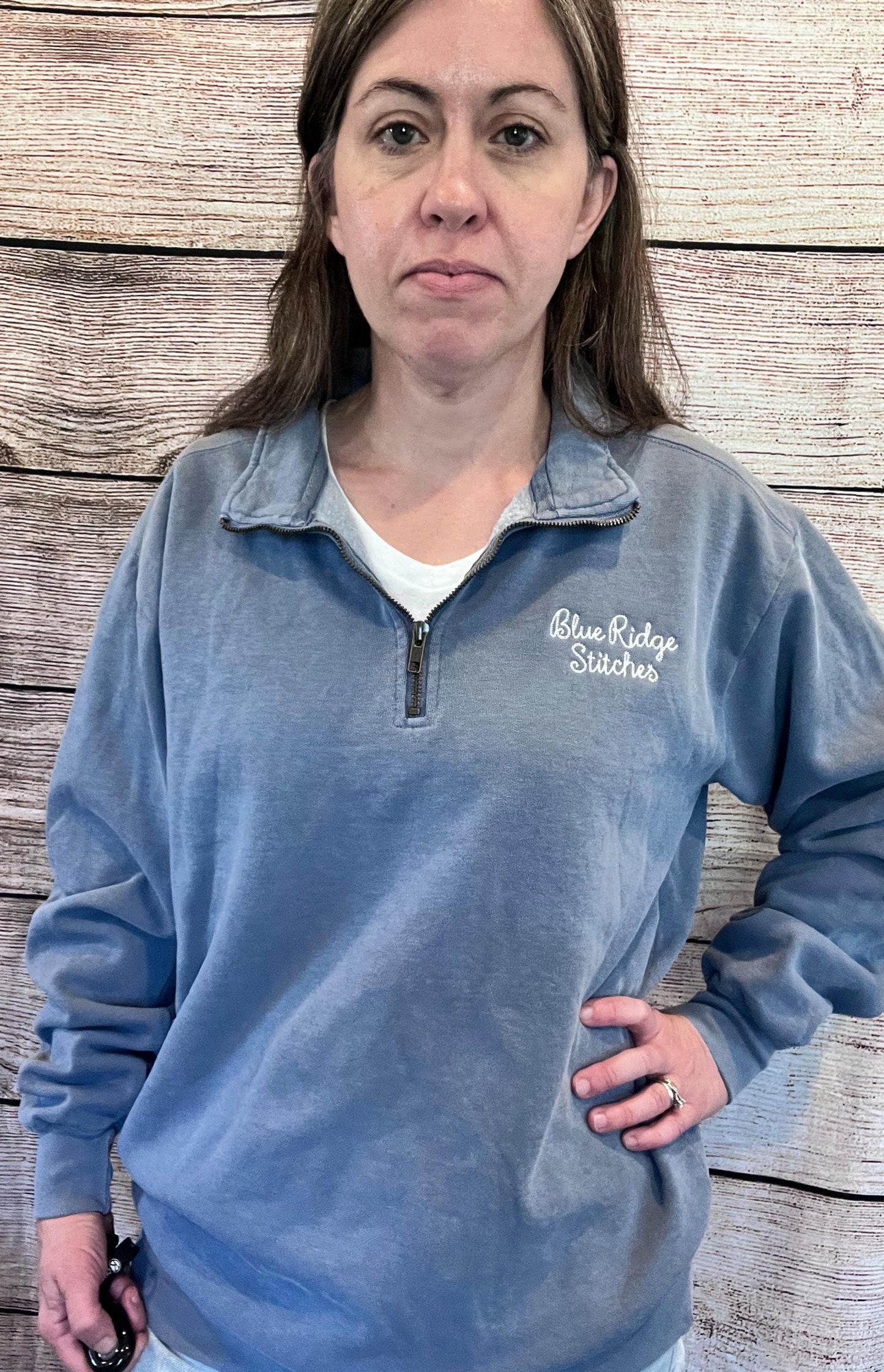 Custom Chain Stitch Embroidered Quarter Zip Comfort Colors Sweatshirt For Men and Women Custom Text On Shirt
