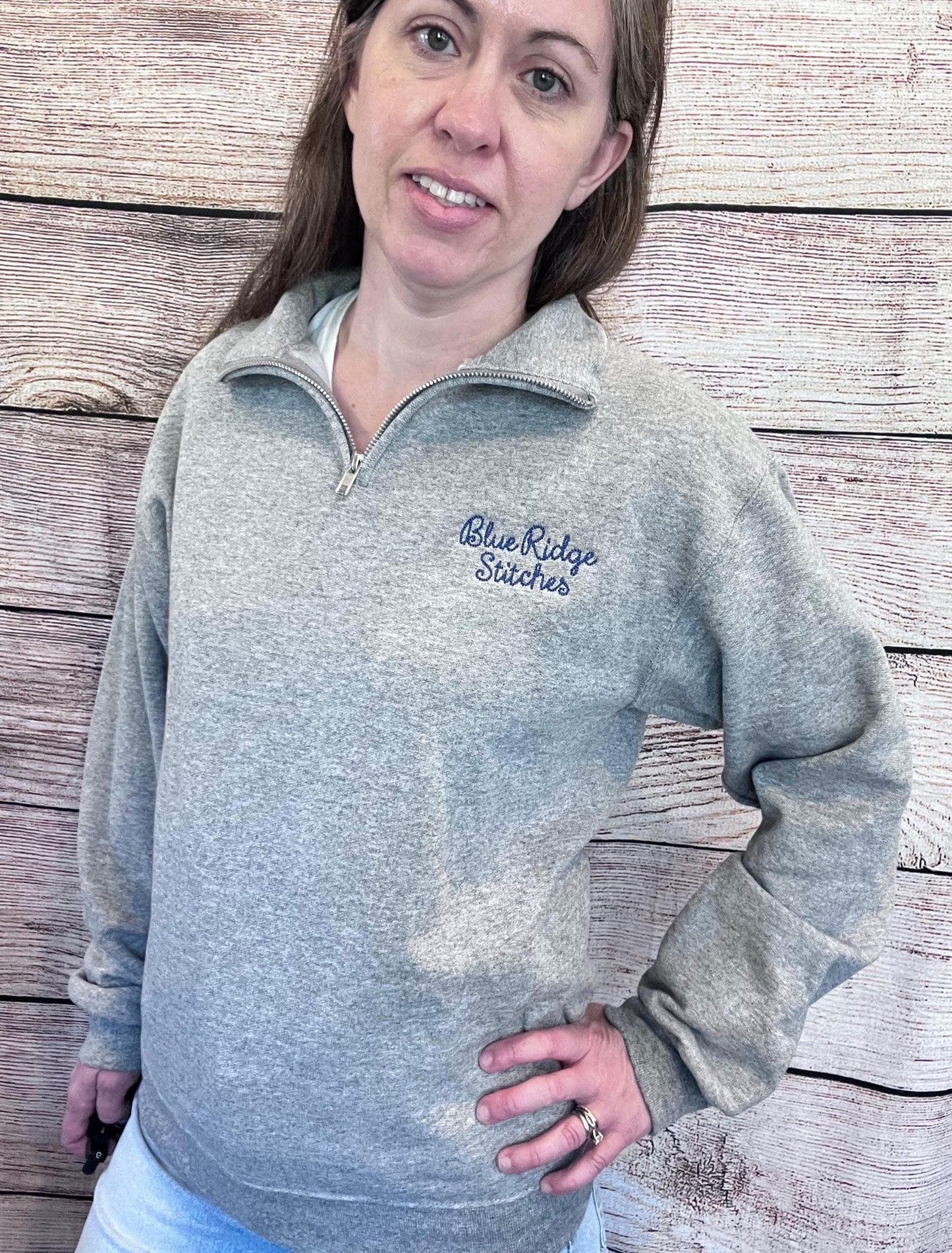 Customized Chainstitch Quarter Zip Sweatshirt For Men and Women Text On Sweater Personalized gift