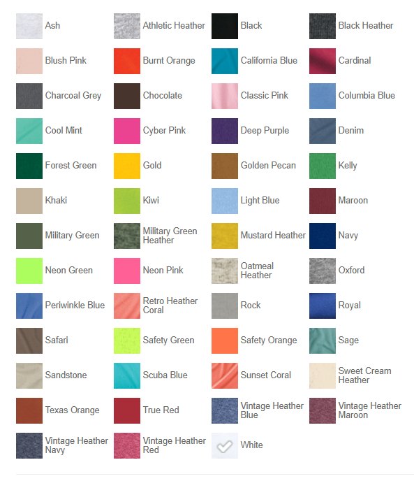a color chart of different shades of paint