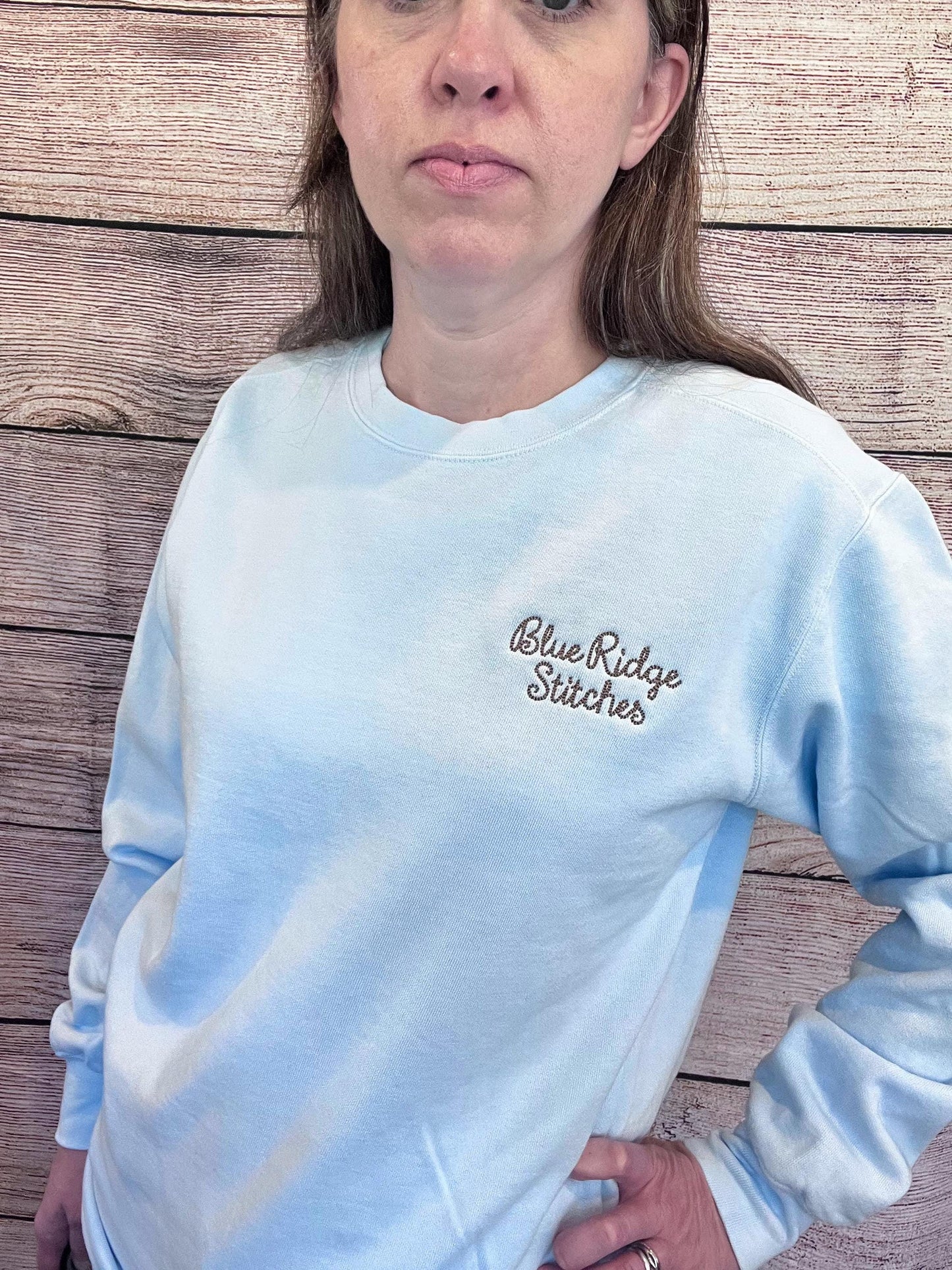Personalized Chainstitch Text Outline Sweatshirt Embroidered Retro Comfort Colors Shirt