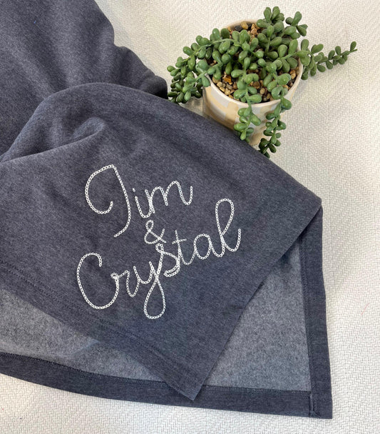 Custom Embroidered Chainstitch Blanket Couples Gift Mother's Day Wedding Present