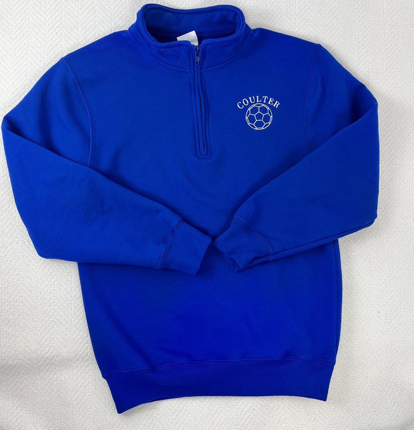 Personalized Kids Soccer Quarter Zip Sweatshirt Custom Embroidered Youth Sizing