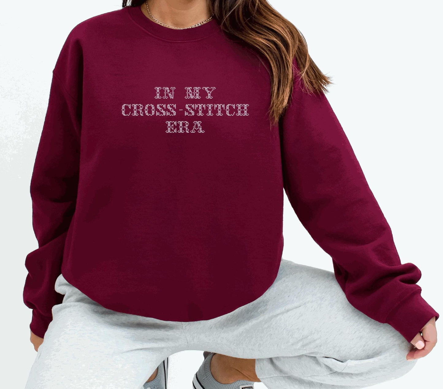 Custom Cross-Stitch Font Embroidered Sweatshirt Creative Gift