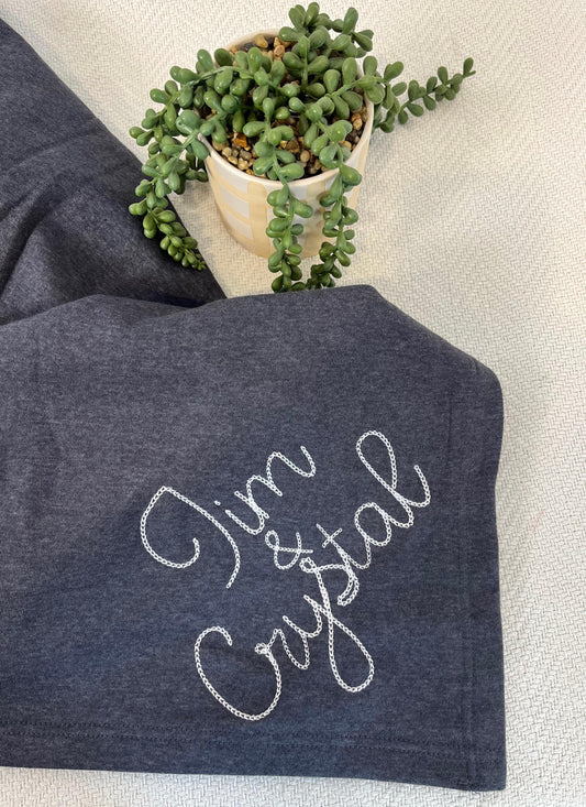 Custom Embroidered Chainstitch Blanket Couples Gift Mother's Day Wedding Present