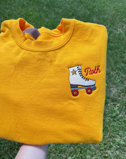 Personalized Roller Skating Sweatshirt Embroidered Roller Derby Crewneck