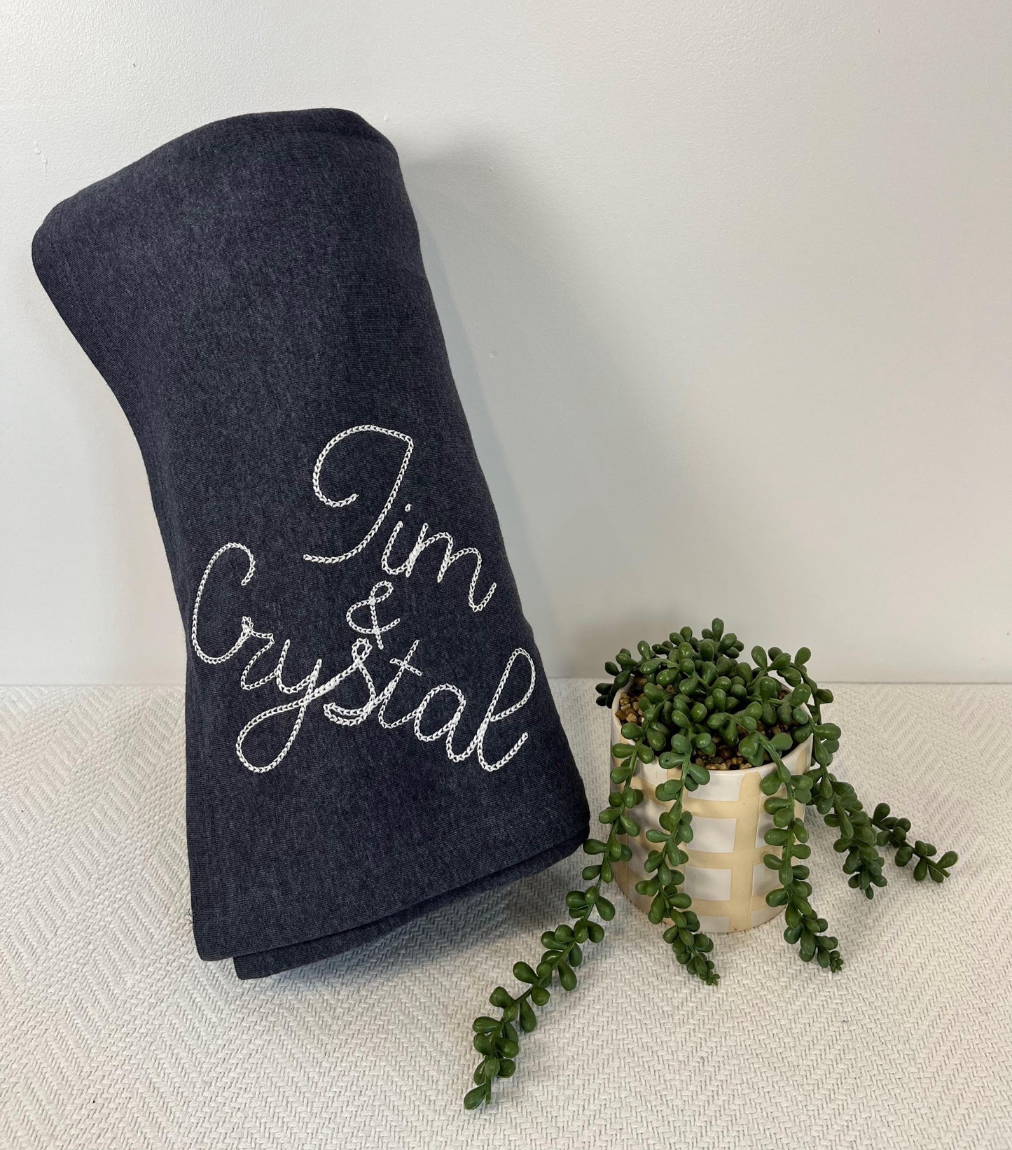 Custom Embroidered Chainstitch Blanket Couples Gift Mother's Day Wedding Present