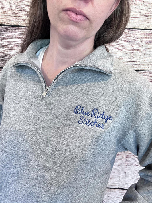 Customized Chainstitch Quarter Zip Sweatshirt For Men and Women Text On Sweater Personalized gift