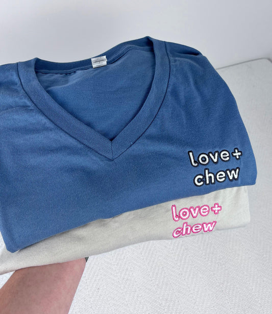 Embroidered Logo T-Shirt V-Neck T-Shirt With Embroidered Phrase No Minimum