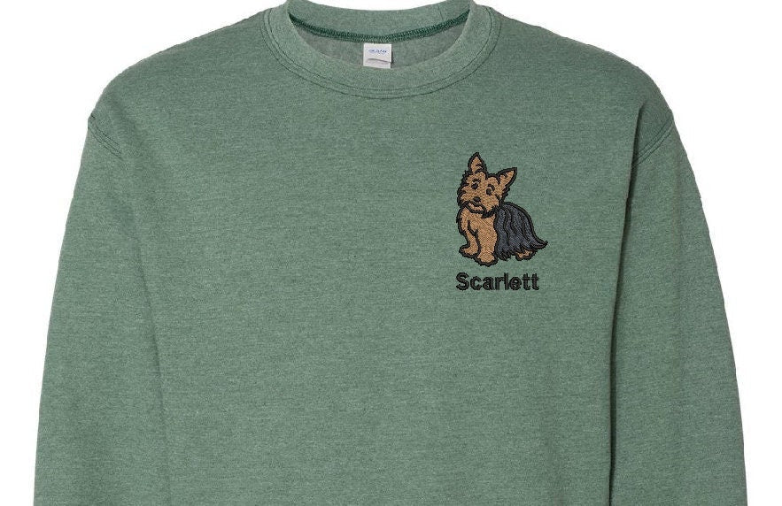 Yorkie Sweatshirt Personalized Custom Embroidered With NameDog Sweatshirt