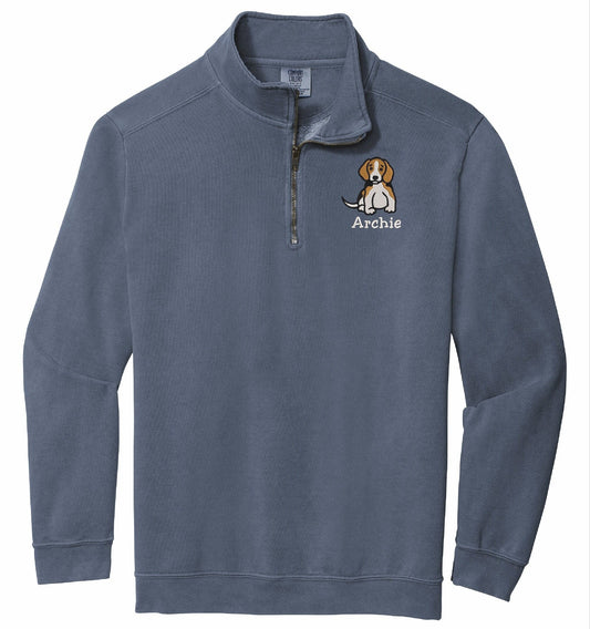 Beagle Quarter Zip Sweatshirt Personalized Custom Embroidered With NameDog Pet Sweatshirt Dog Sweatshirt