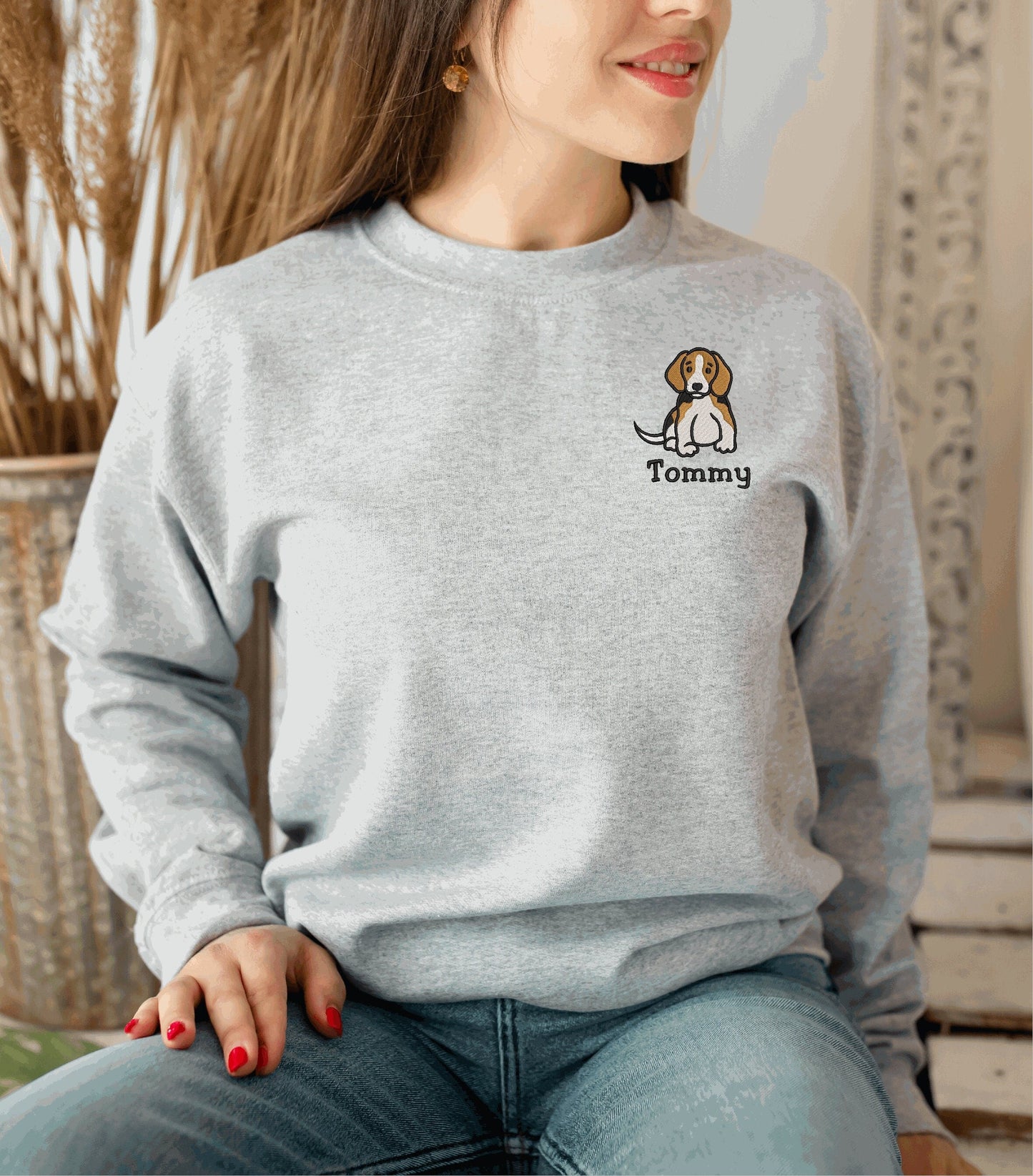 Beagle Sweatshirt Personalized Custom Embroidered With NameDog Pet SweatshirtDog Sweatshirt