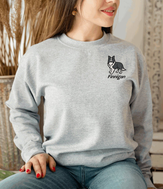 Border Collie Sweatshirt Personalized Custom Embroidered With Name