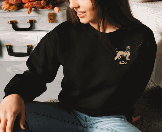Afghan Hound Sweatshirt Personalized Custom Embroidered With NameDog Pet Sweatshirt Dog Pet Sweatshirt