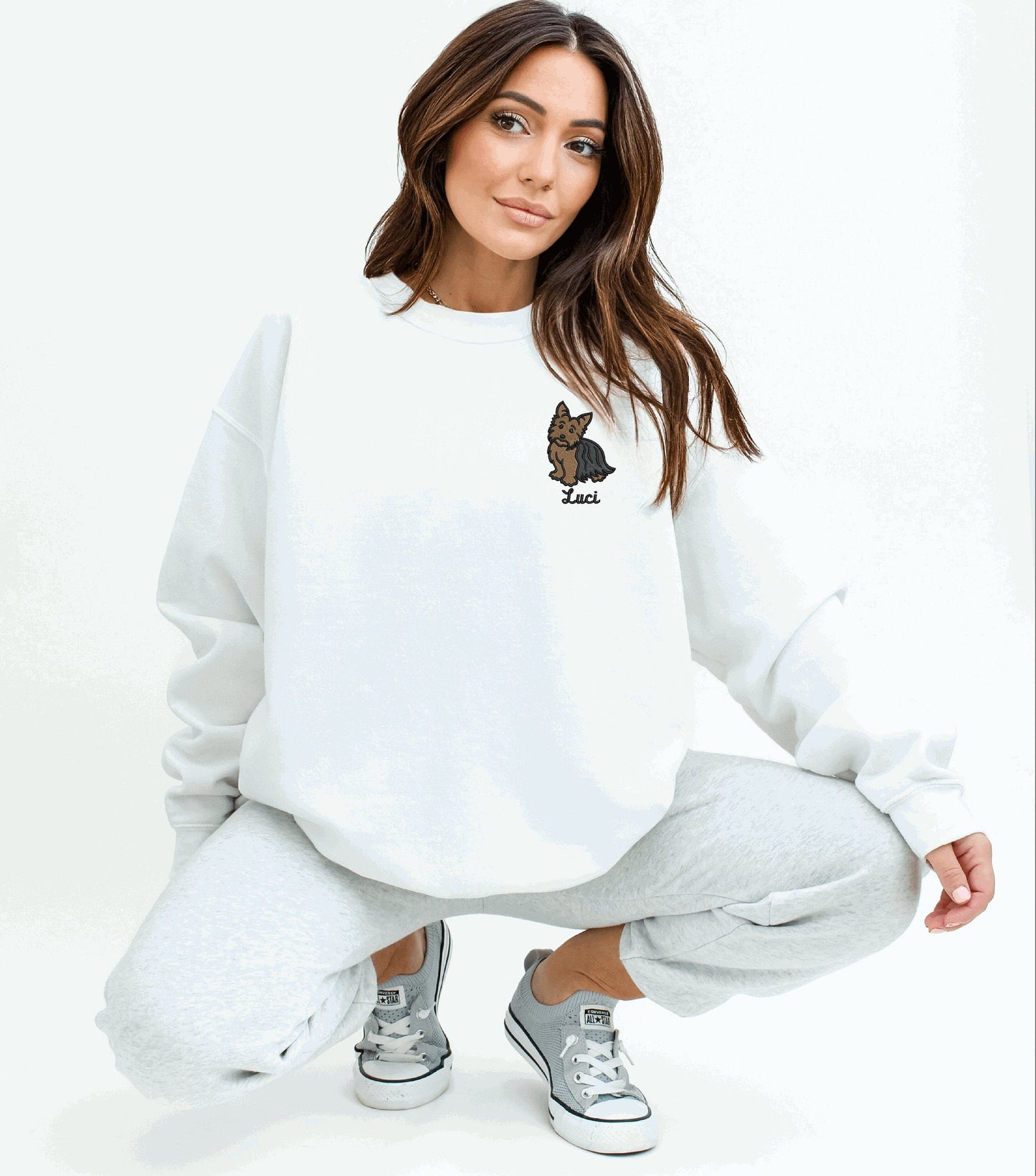 Yorkie Sweatshirt Personalized Custom Embroidered With NameDog Sweatshirt