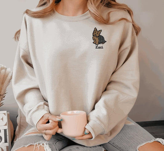 Yorkie Sweatshirt Personalized Custom Embroidered With NameDog Sweatshirt