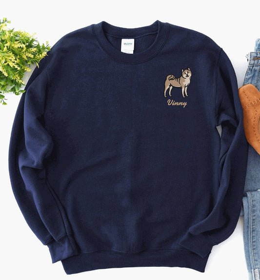 Akita Sweatshirt Personalized Custom Embroidered With NameDog Pet SweatshirtDog Sweatshirt