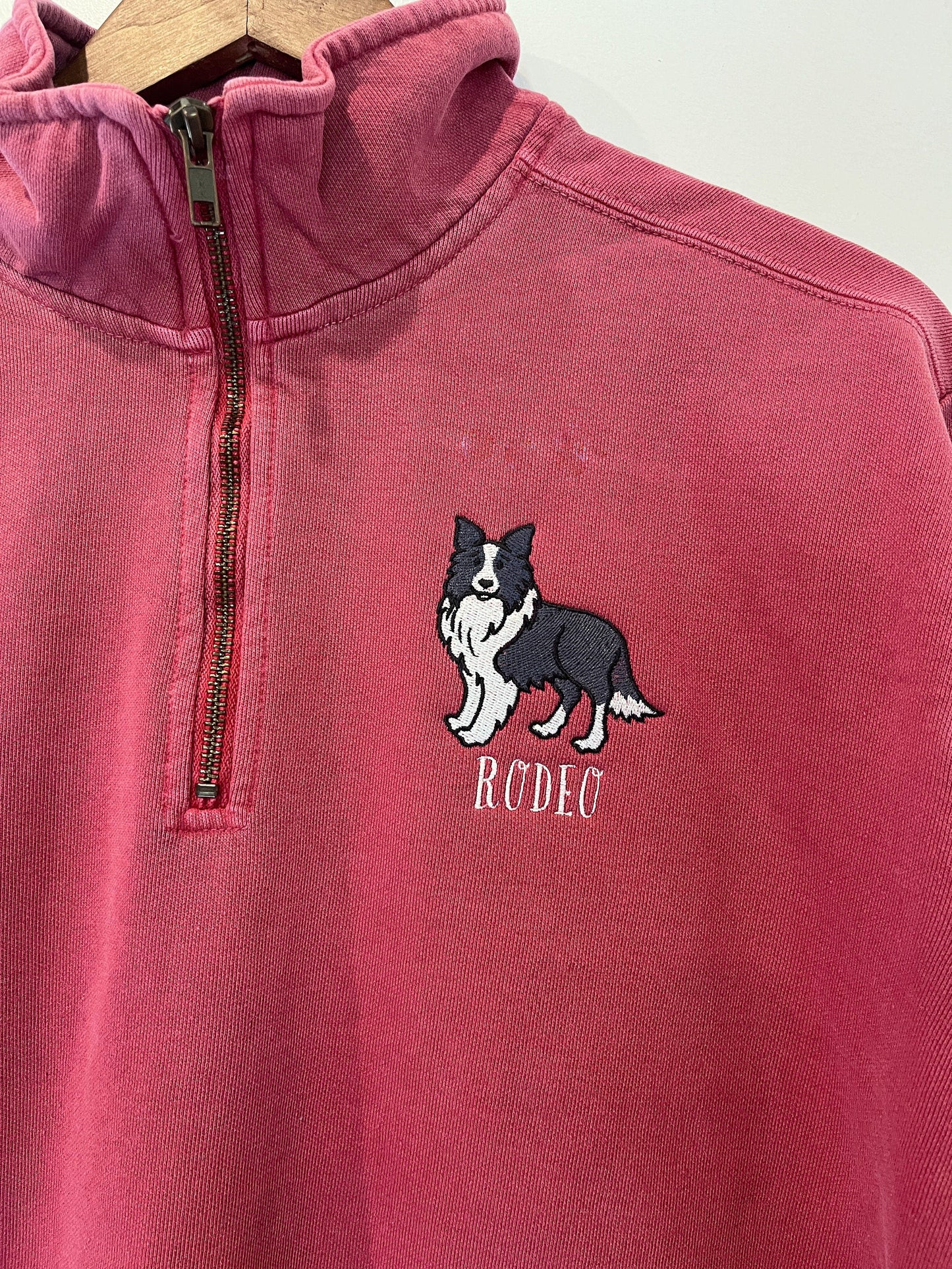 Border Collie Sweatshirt Quarter Zip Personalized Custom Embroidered With Name