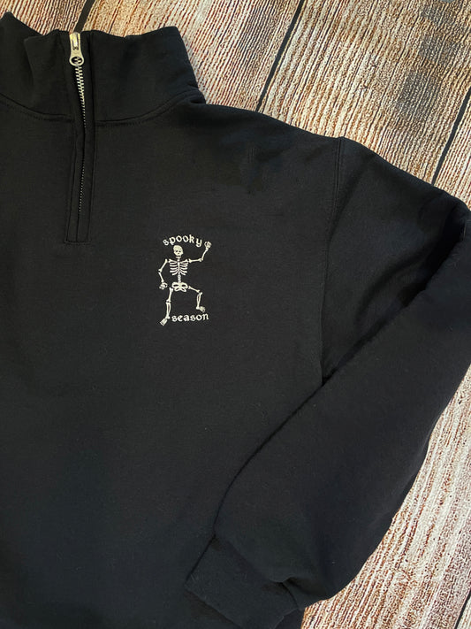 Spooky Season Skeleton Fall Quarter Zip Sweatshirt