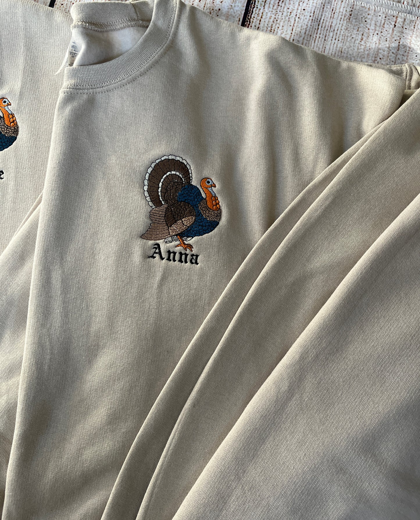 Thanksgiving Turkey Crew Neck Sweatshirt With Names