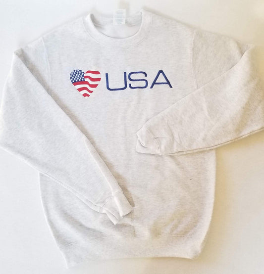 American Flag Fourth of July Memorial Day Veterans Day Sweatshirt Embroidered Fleece Sweatshirt - Blue Ridge Stitches