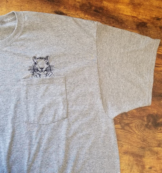 Squirrel Pocket T-shirt Embroidered