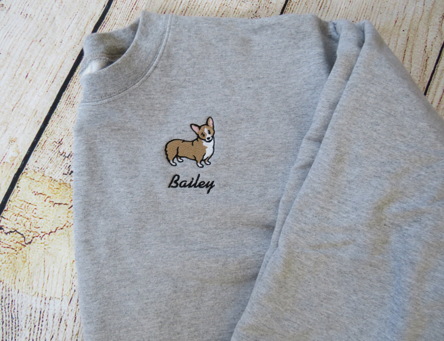 Personalized Corgi Sweatshirt Embroidered Fleece Sweatshirt Name Word Phrase on a Sweatshirt