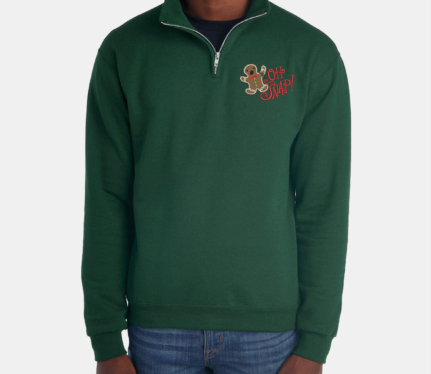 Oh Snap Ginger Bread Christmas Quarter Zip Sweatshirt