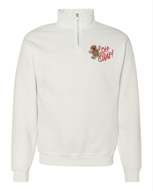 Oh Snap Ginger Bread Christmas Quarter Zip Sweatshirt